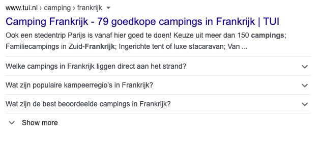 Een voorbeeld van FAQ schema.